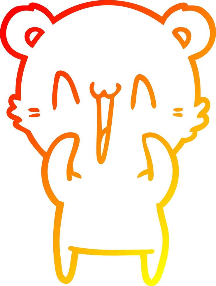 warm gradient line drawing happy bear cartoon vector
