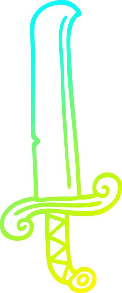 cold gradient line drawing cartoon ancient sword vector