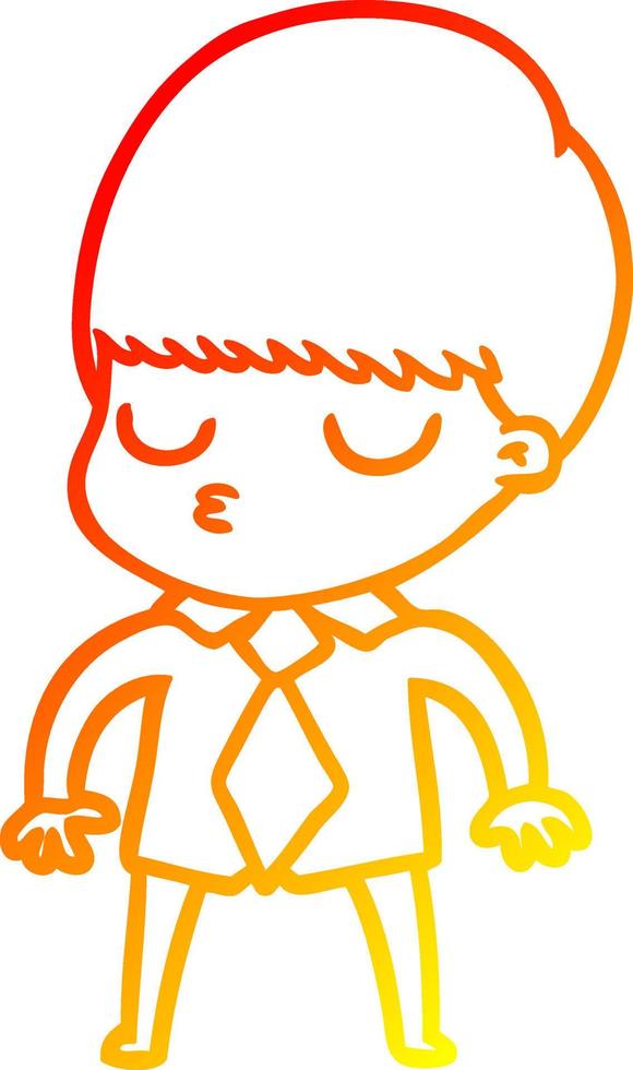 warm gradient line drawing cartoon calm boy vector