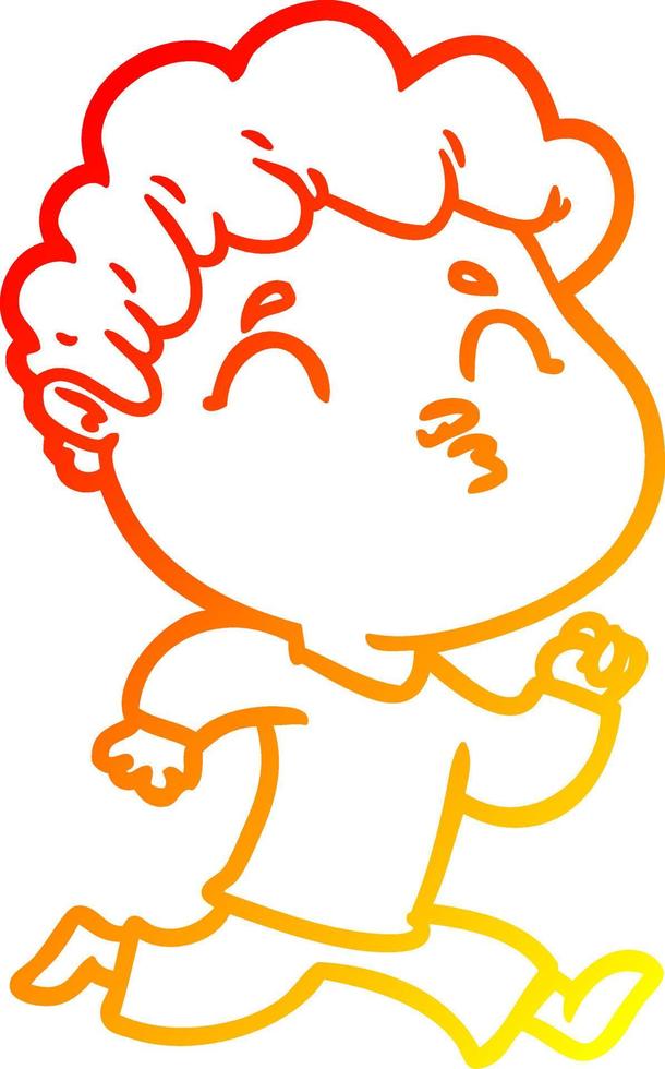 warm gradient line drawing cartoon man pouting vector