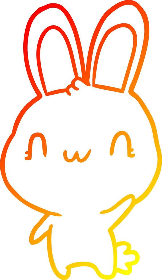 warm gradient line drawing cute rabbit waving vector