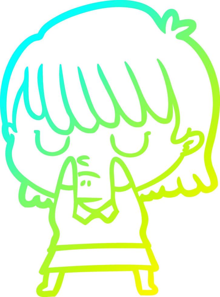 cold gradient line drawing cartoon woman vector