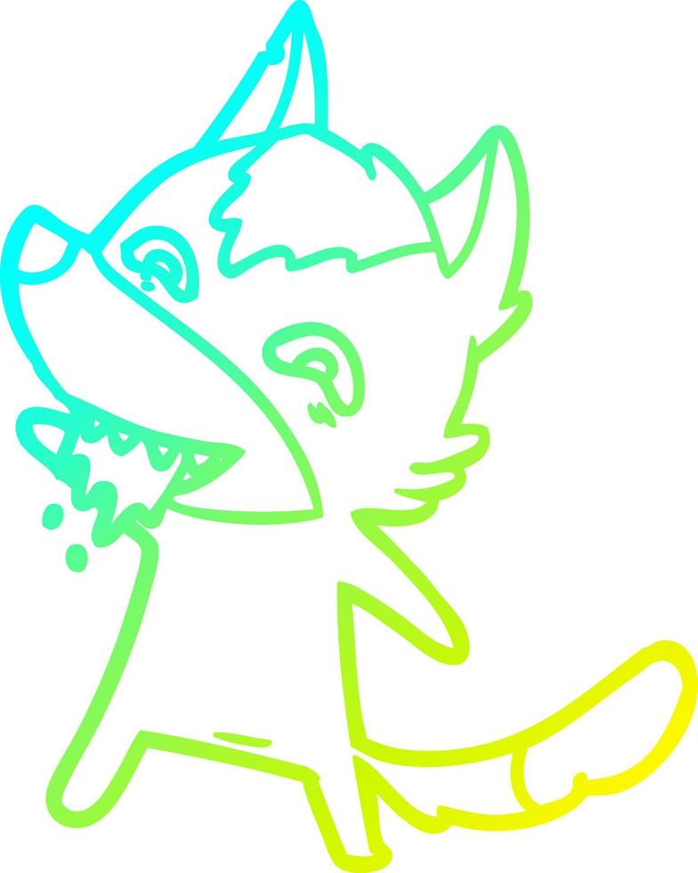 cold gradient line drawing cartoon hungry wolf vector
