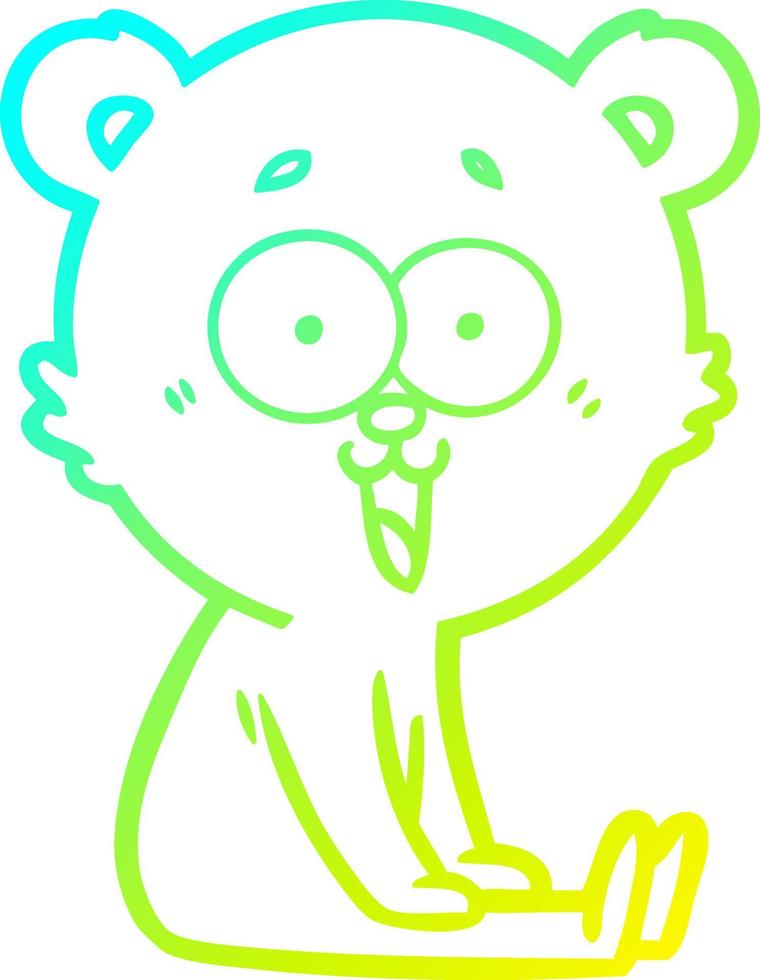 cold gradient line drawing laughing teddy  bear cartoon vector