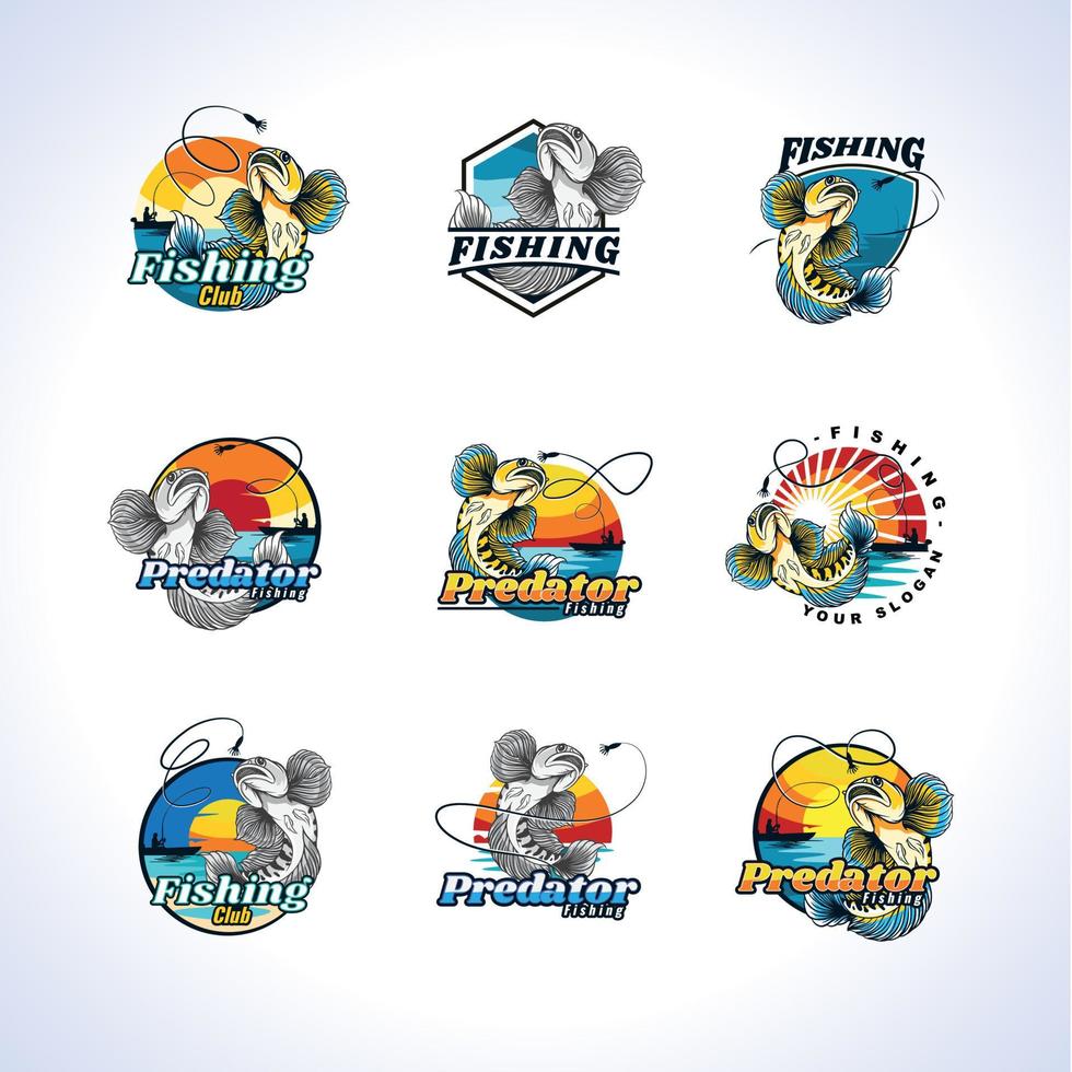 predator fishing logo set bundles 10657825 Vector Art at Vecteezy