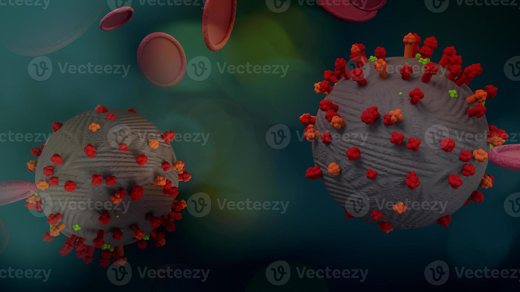 covid 19 virus 3d rendering for medicine content. photo