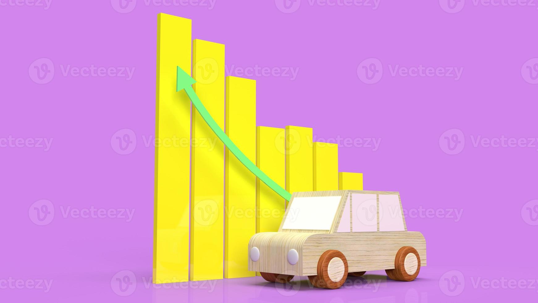 car wood toy and chart for business content 3d rendering. photo