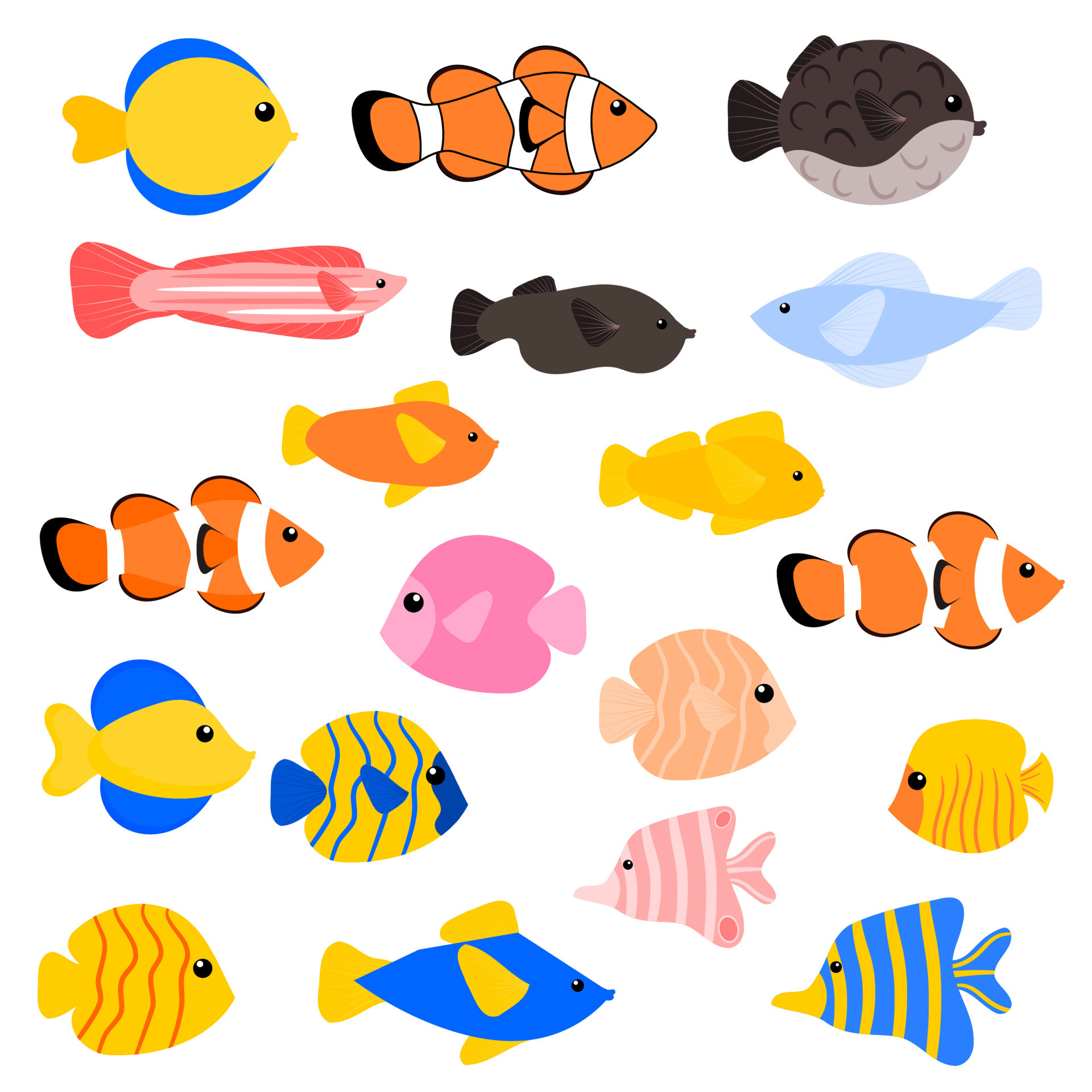 Various types of fish collection. Fish clipart set. 10657932