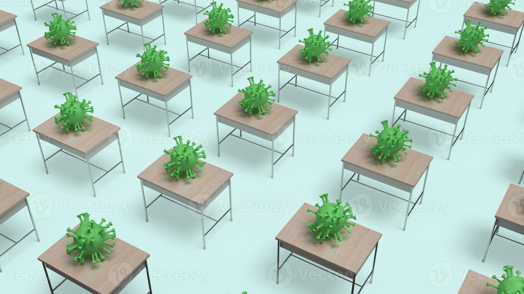 The virus on table in class 3d rendering photo