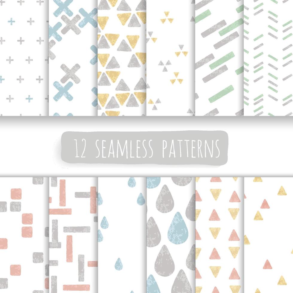 Watercolor Seamless Patterns with different shapes collection vector