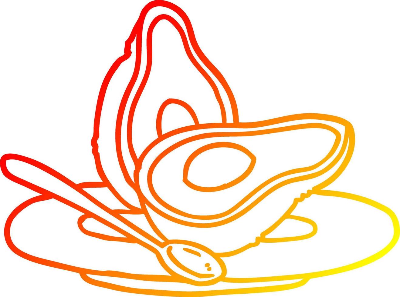 warm gradient line drawing halved avocado vector