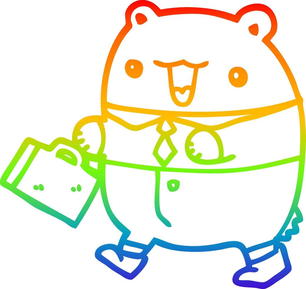 arco iris gradiente línea dibujo lindo dibujos animados negocio oso vector