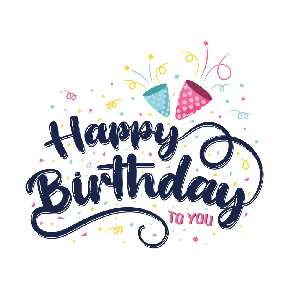 diseño vectorial de tipografía de saludo de feliz cumpleaños para tarjetas, carteles y pancartas con una plantilla de diseño de colores elegantes para una celebración de cumpleaños vector