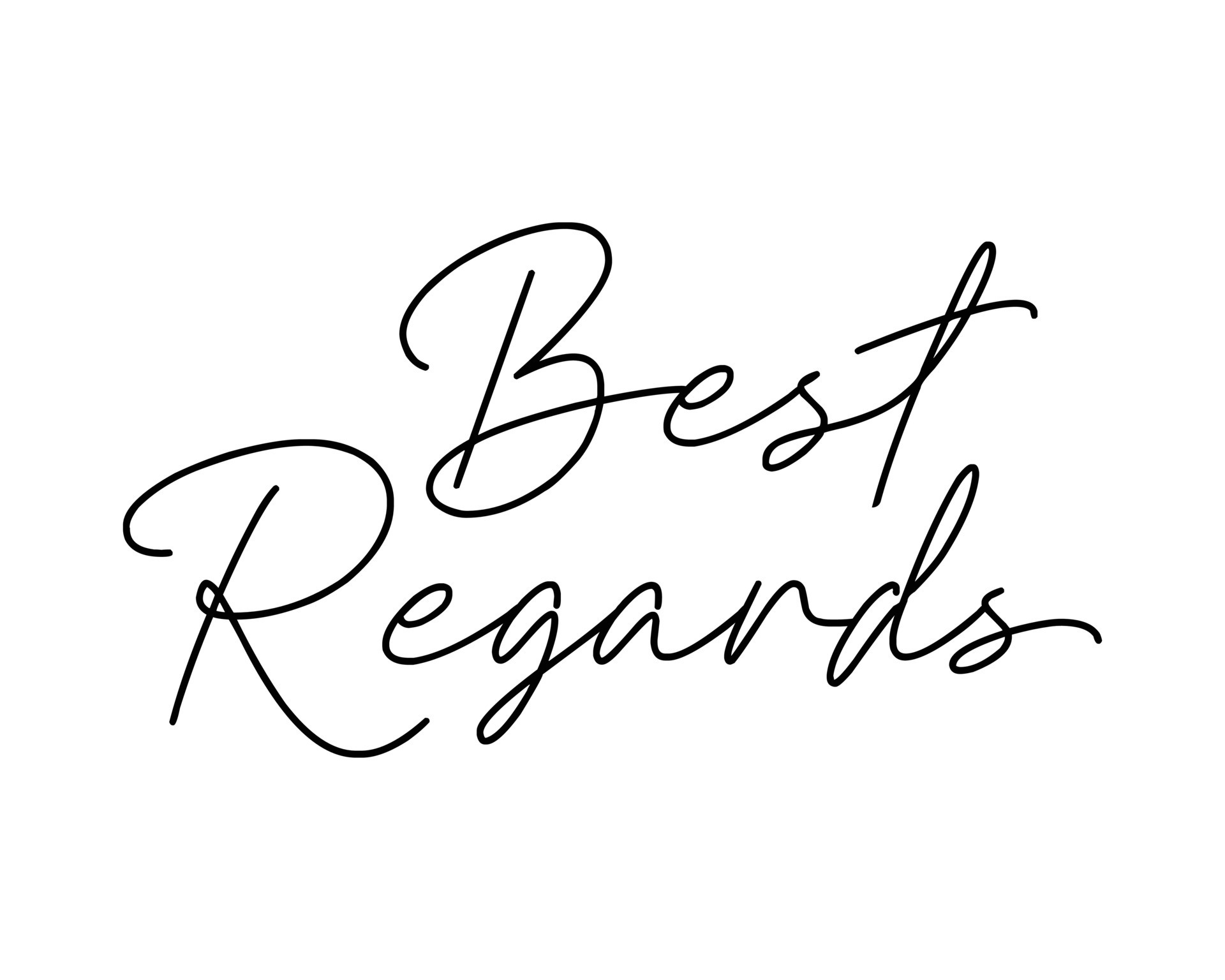 Best regards black ink calligraphy, script lettering. Handwritten