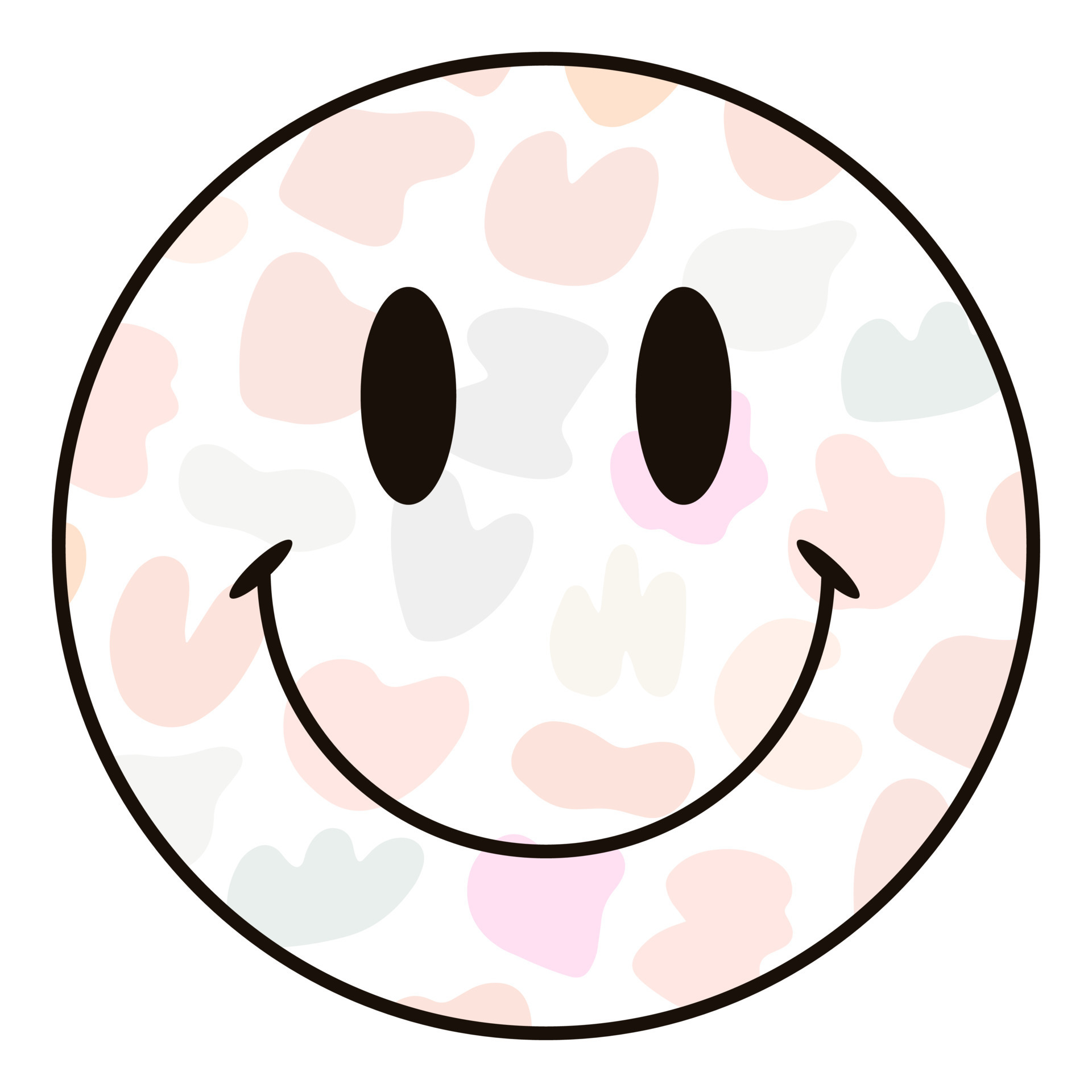 Cute happy face with smile circle symbol with pastel spots. Vector ...