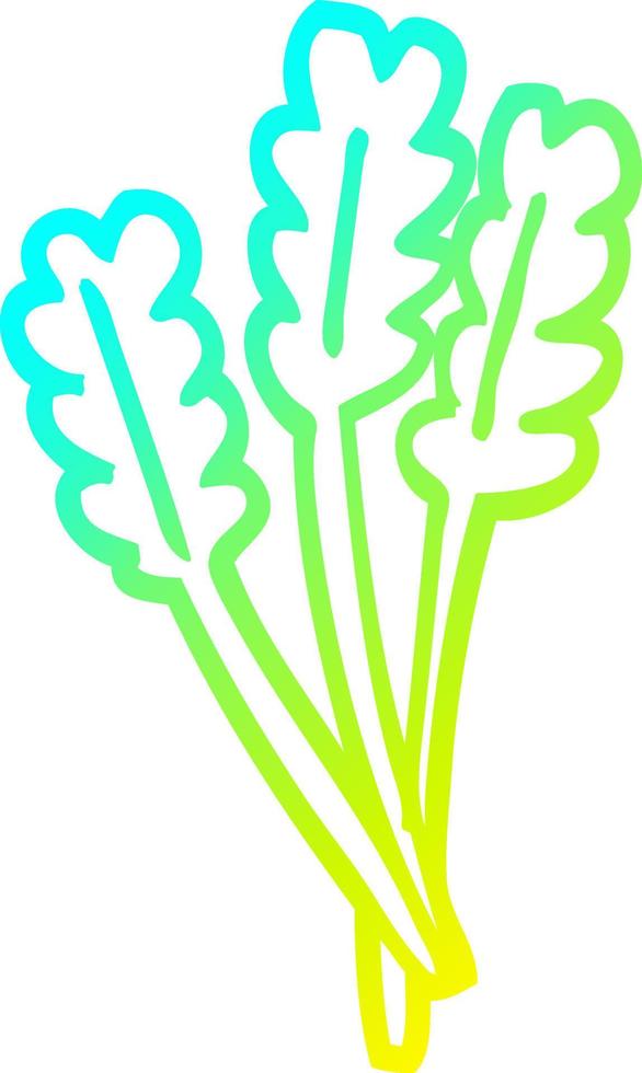 cold gradient line drawing cartoon dried wheat vector