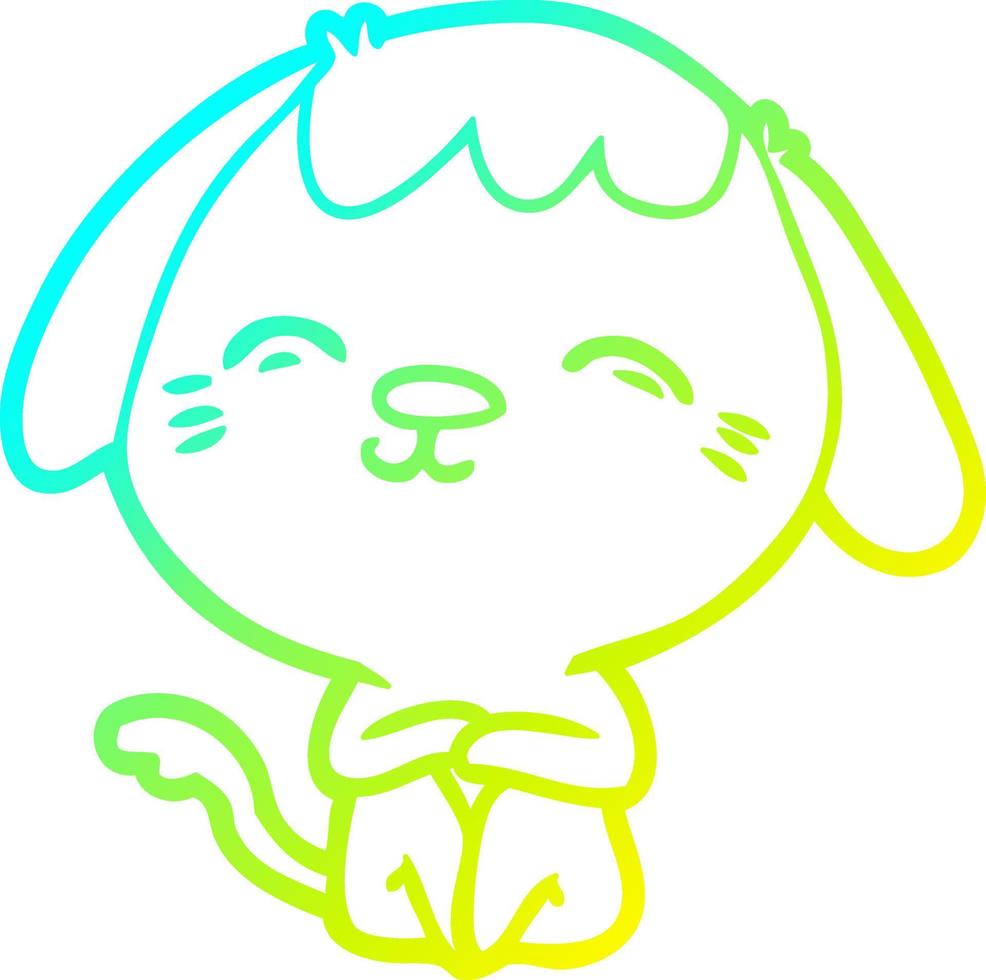 cold gradient line drawing happy cartoon dog vector
