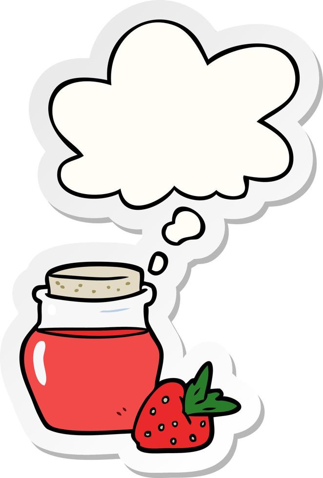 cartoon jam jar and thought bubble as a printed sticker vector