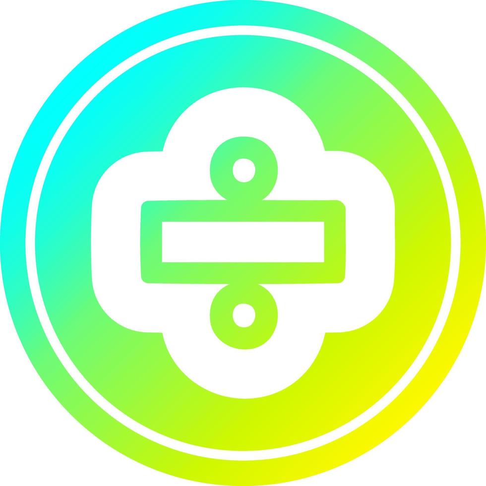 division sign circular in cold gradient spectrum vector