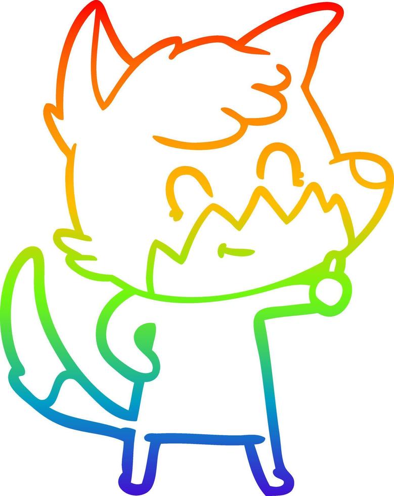 rainbow gradient line drawing cartoon friendly fox vector