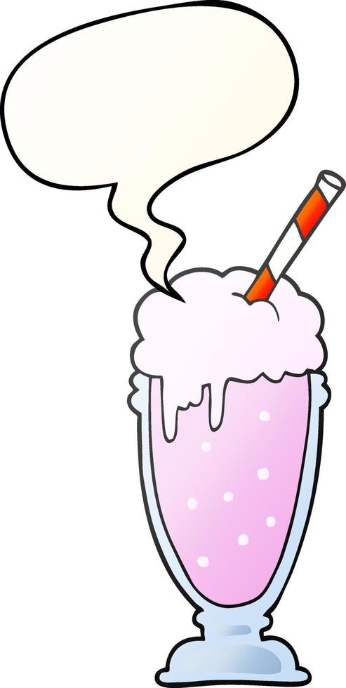 cartoon milkshake and speech bubble in smooth gradient style vector