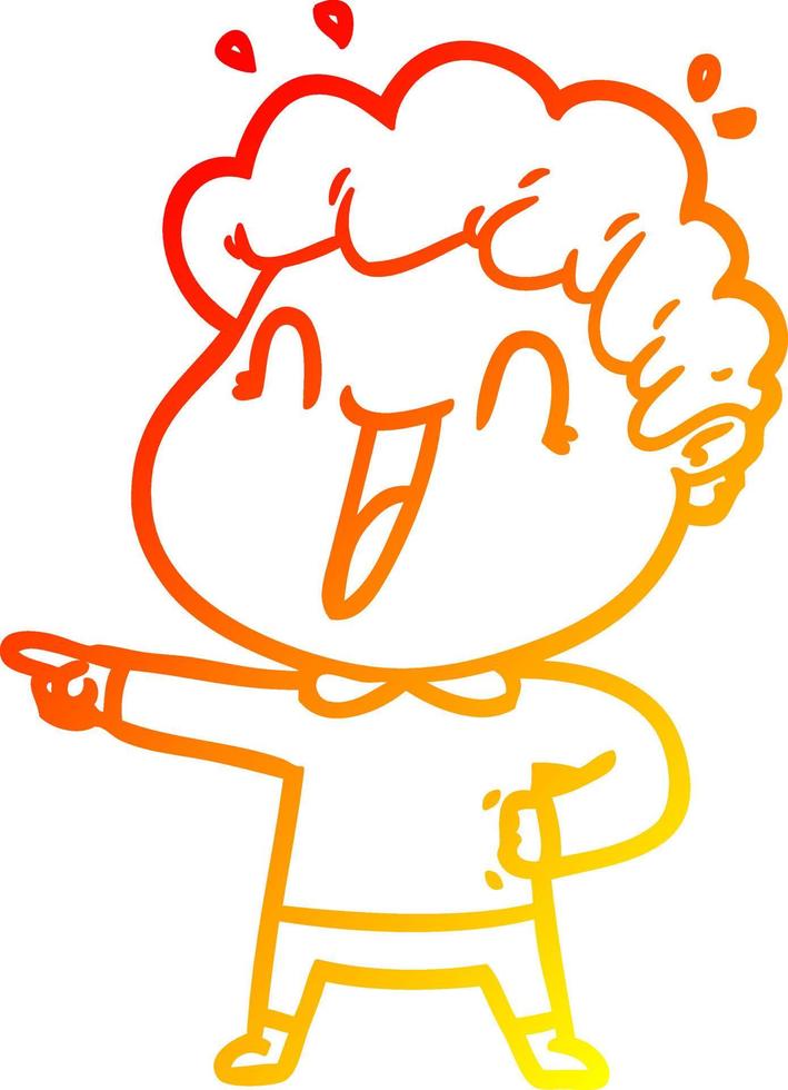 warm gradient line drawing cartoon happy man vector