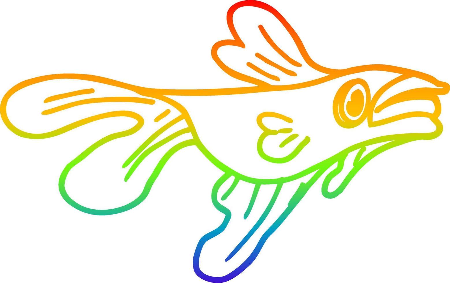 rainbow gradient line drawing cartoon fighting fish vector