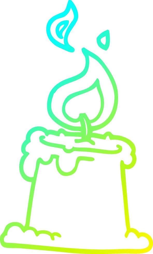 cold gradient line drawing cartoon lit candle vector
