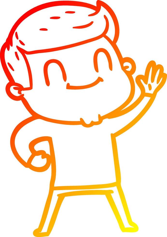 warm gradient line drawing cartoon friendly man vector