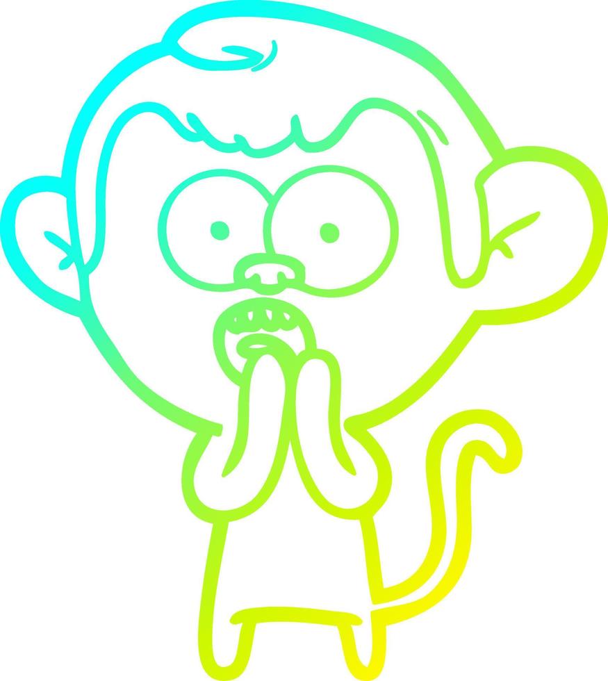 cold gradient line drawing cartoon shocked monkey vector