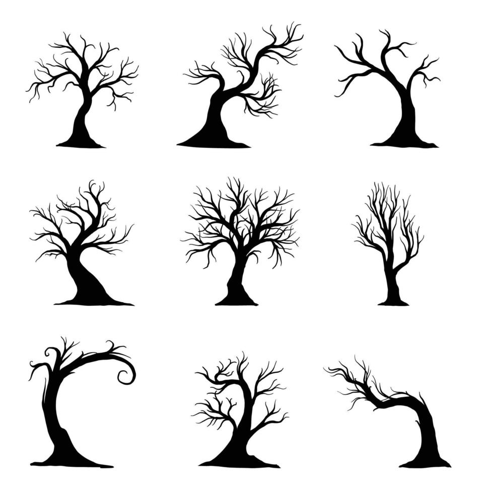 Halloween trees isolated on white background. vector