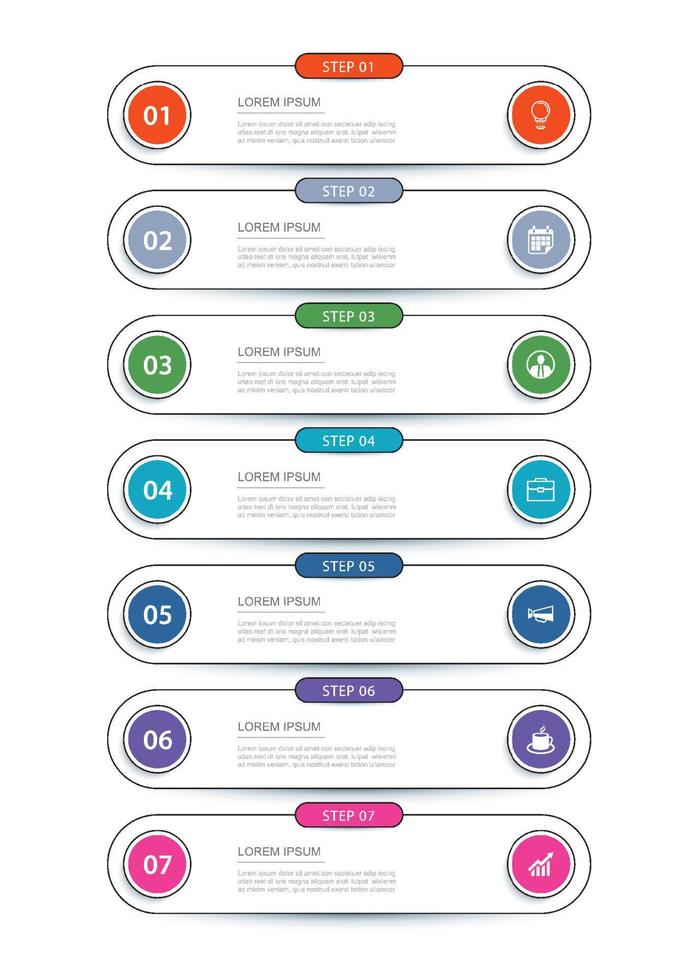 7 data infographics tab thin line index template. Vector illustration abstract background.
