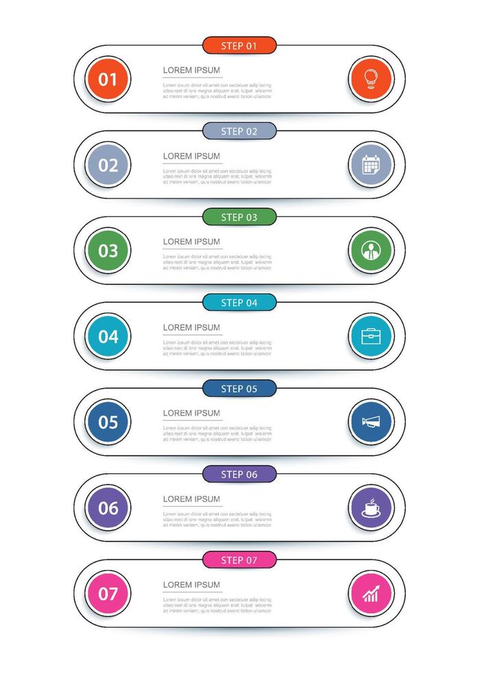 Plantilla de índice de línea delgada de la pestaña de infografía de 7 datos. fondo abstracto de ilustración vectorial. vector