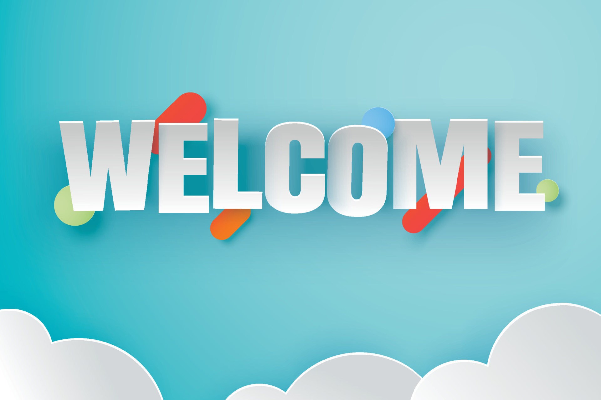 Welcome sign letters with blue sky background. Welcome banner greeting  card. 10658619 Vector Art at Vecteezy