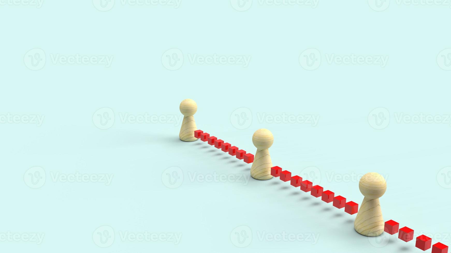wood toy on blue background 3d rendering for  social distance content. photo