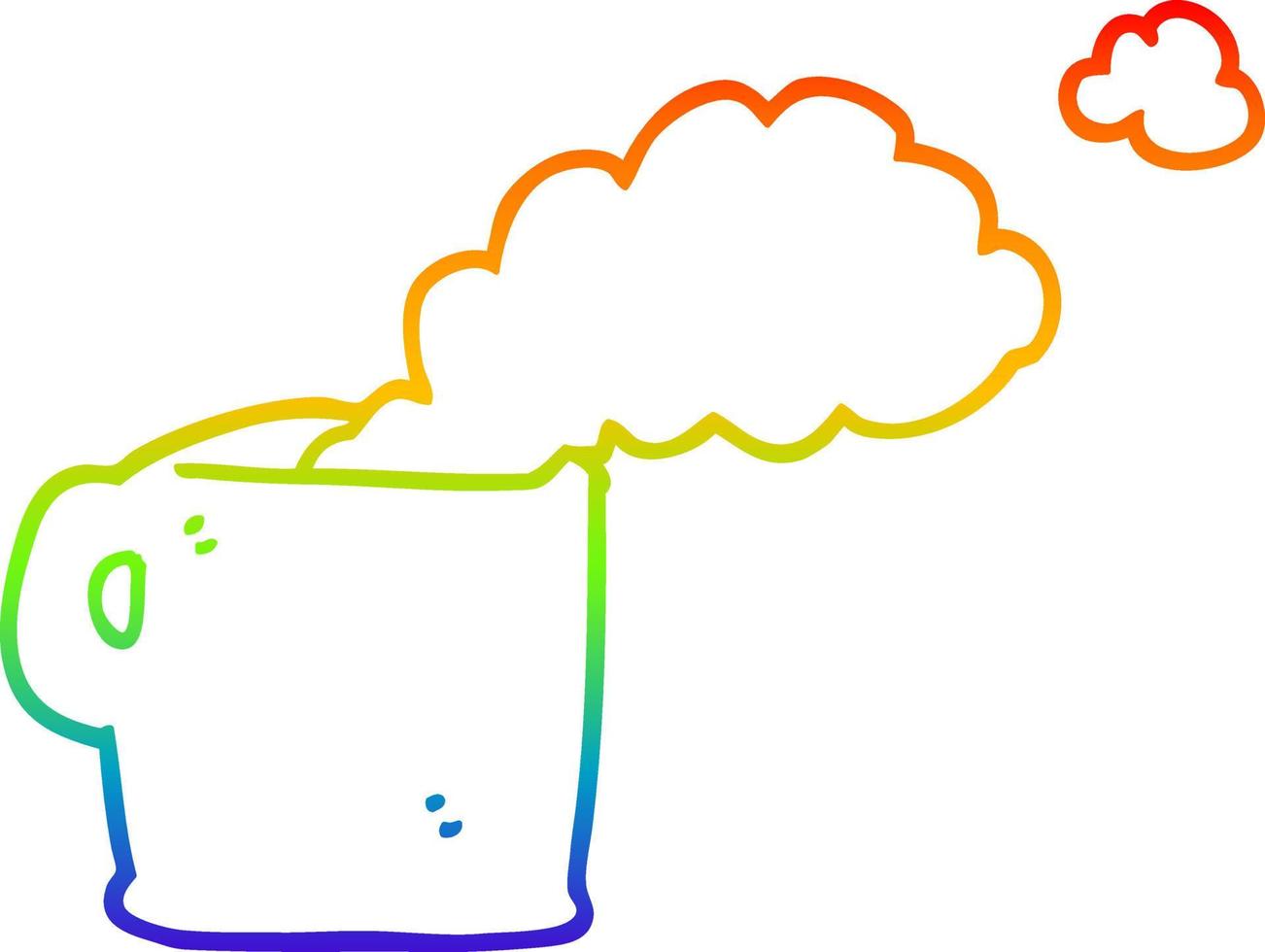 rainbow gradient line drawing cartoon hot coffee vector