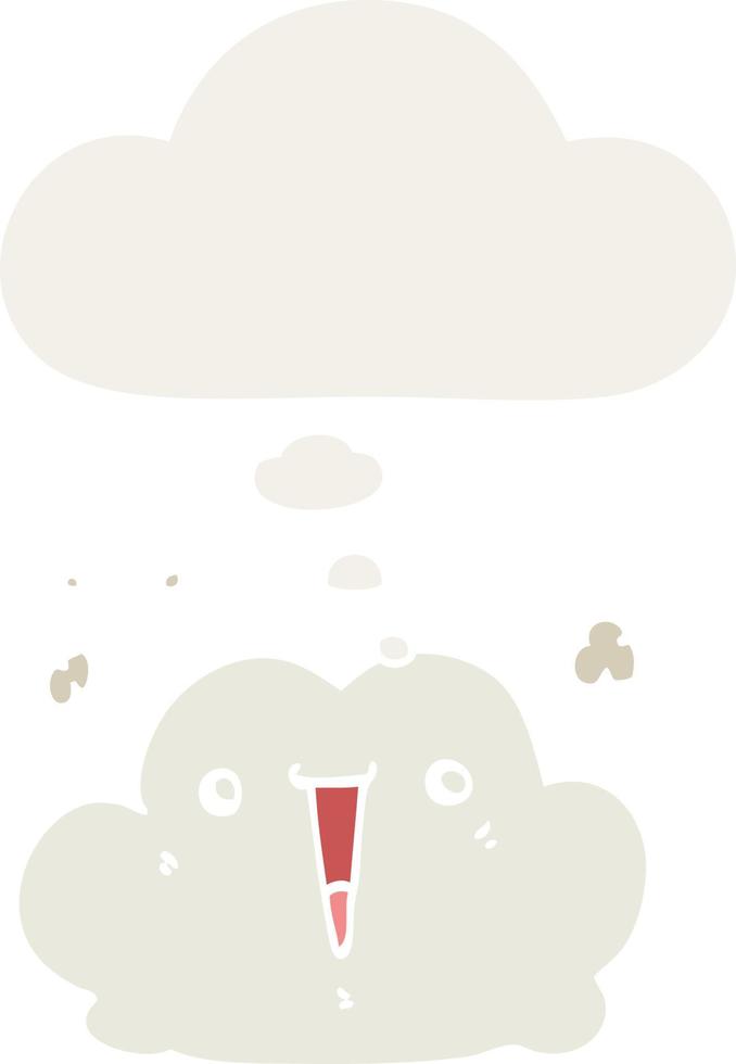 cute cartoon cloud and thought bubble in retro style vector