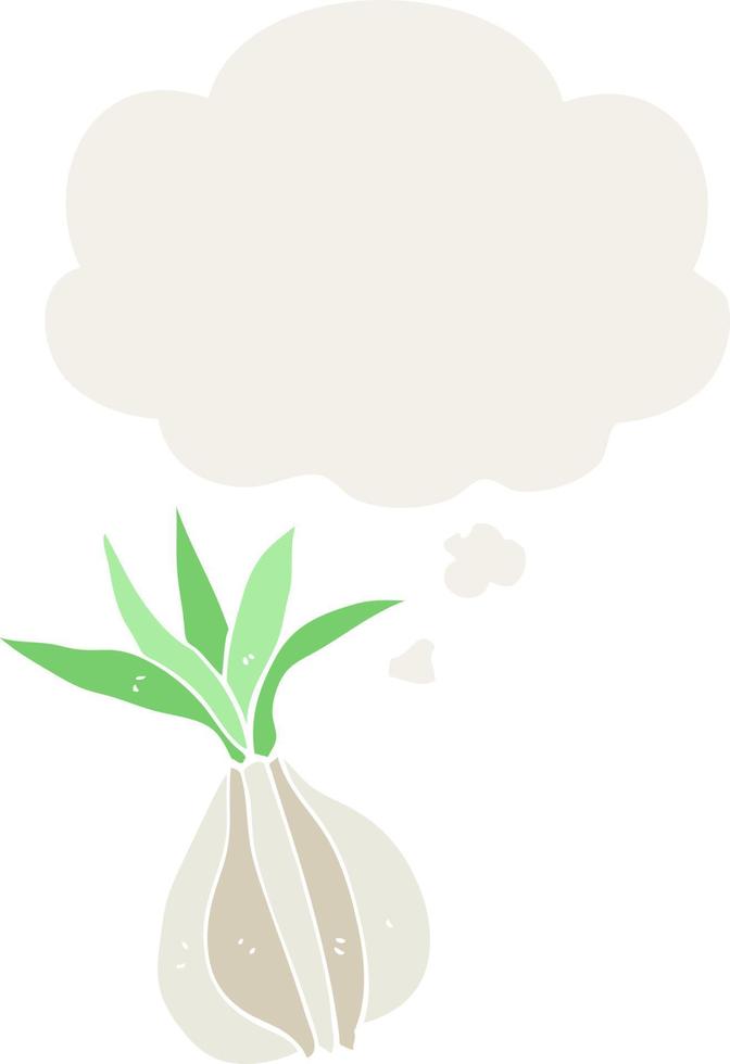 cartoon onion and thought bubble in retro style vector
