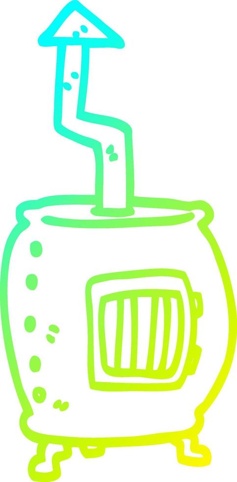 cold gradient line drawing cartoon old wood burner vector