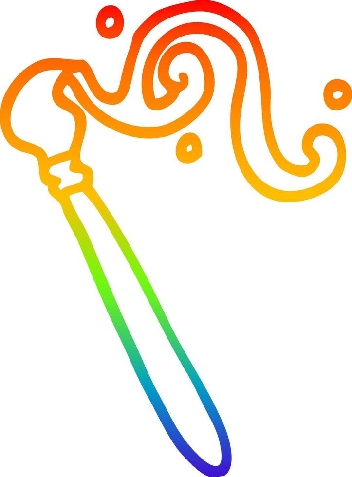 rainbow gradient line drawing cartoon paint brush vector