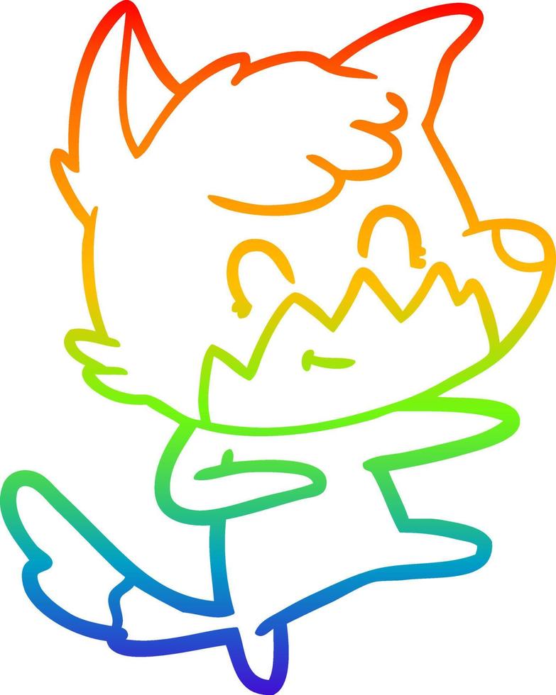 rainbow gradient line drawing cartoon friendly fox vector