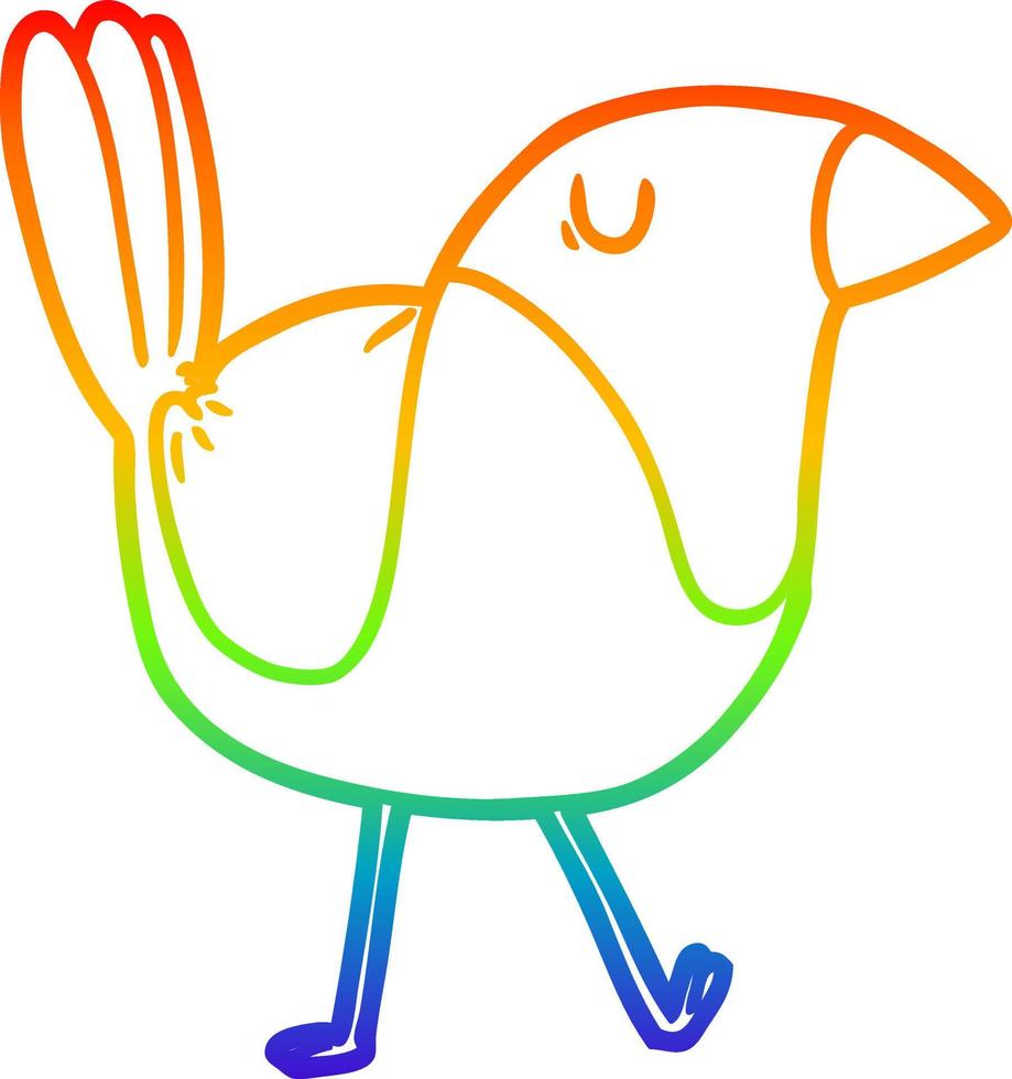 rainbow gradient line drawing cartoon bird vector