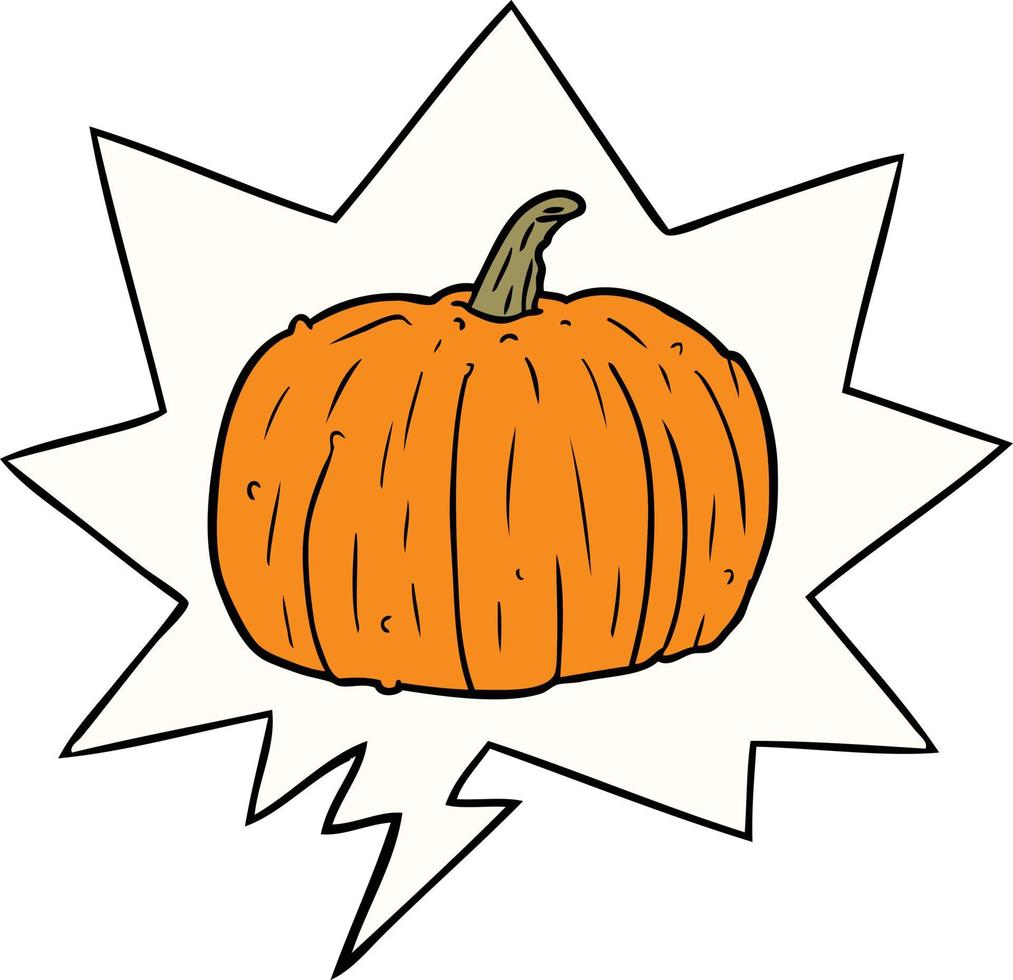 caricatura, calabaza de halloween, y, burbuja del discurso vector