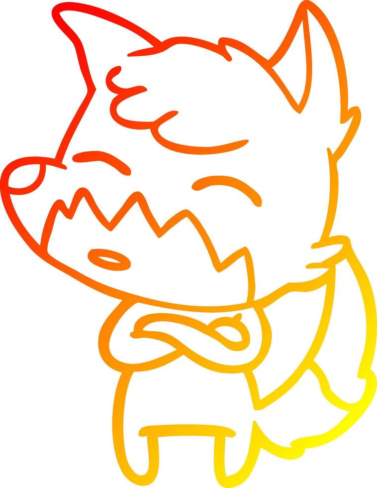 warm gradient line drawing cartoon fox vector