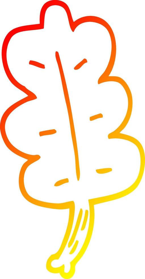 warm gradient line drawing cartoon autumnal leaf vector