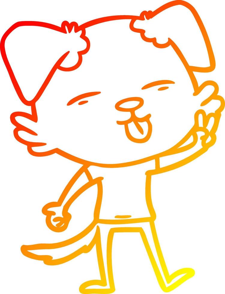 warm gradient line drawing cartoon dog sticking out tongue vector