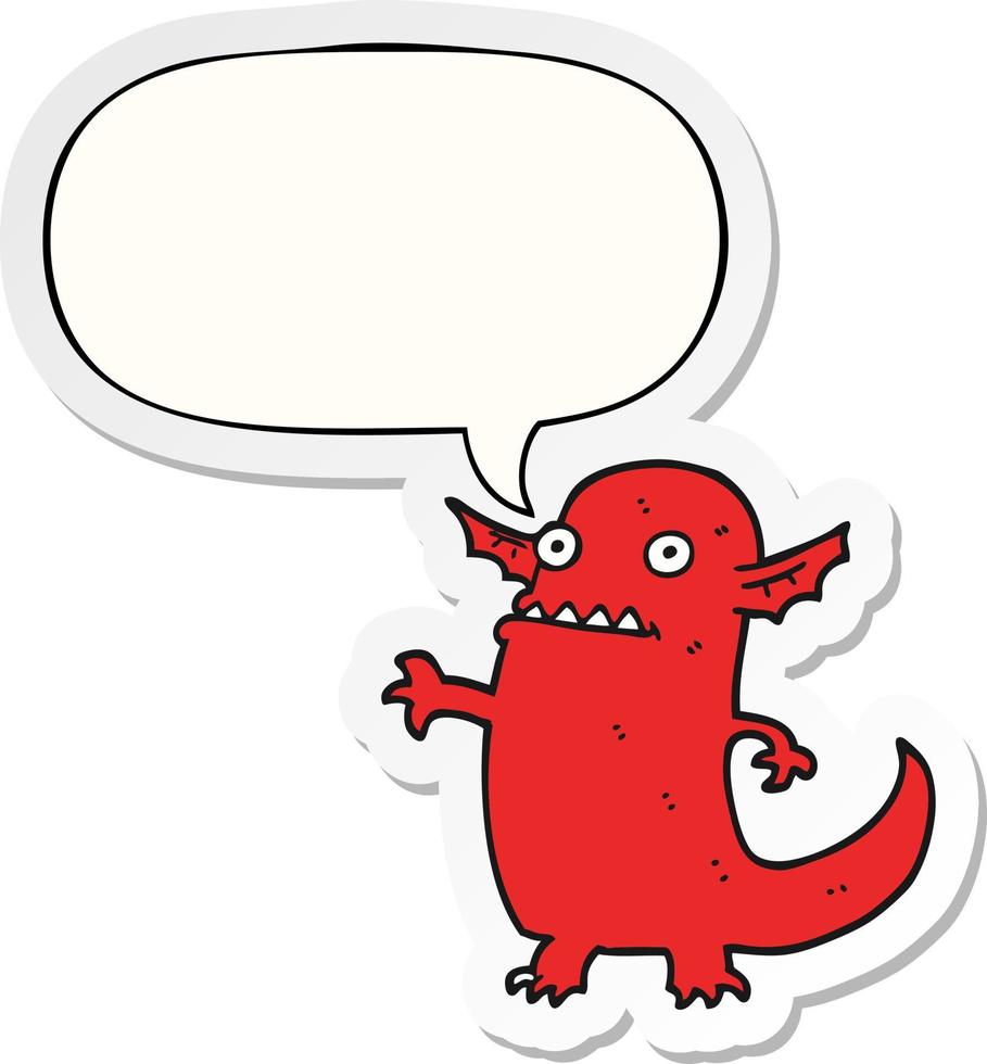 cartoon halloween monster and speech bubble sticker vector