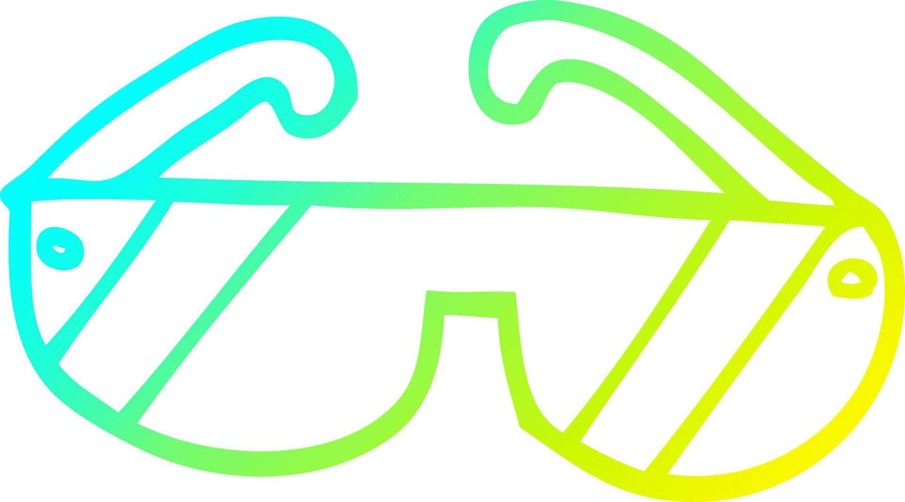 cold gradient line drawing cartoon safety glasses vector