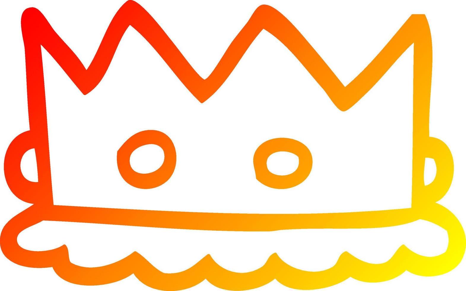 warm gradient line drawing cartoon royal crown vector