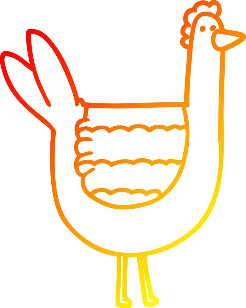 pollo de dibujos animados de dibujo lineal de gradiente cálido vector